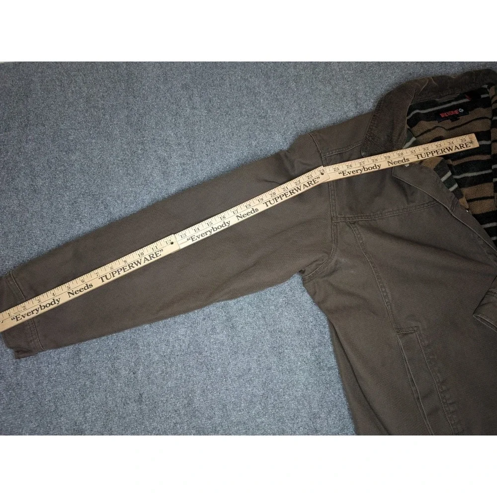 Wolverine Mens Size XXL Brown Canvas Duck Jacket Fleece Lined Torso Quilted Arms